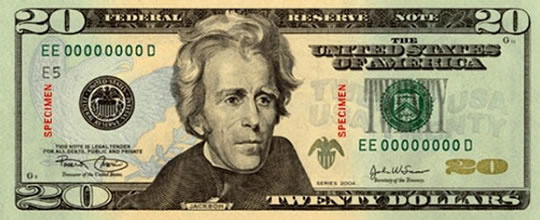 andrew jackson $20 bill